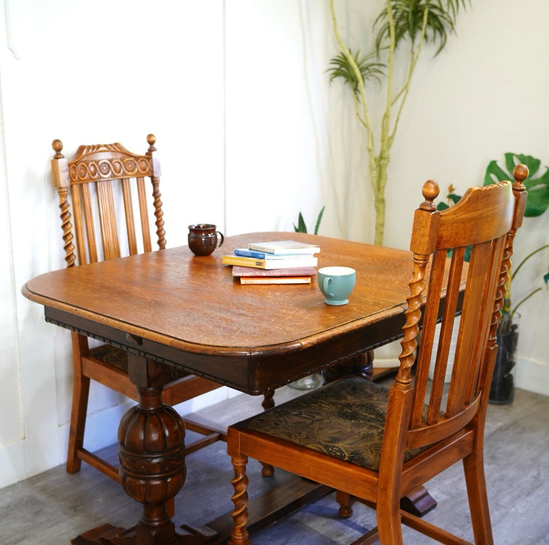 CELERITY パイナップルレッグ ドローリーフテーブル 伸長式ダイニングテーブル 英国アンティーク