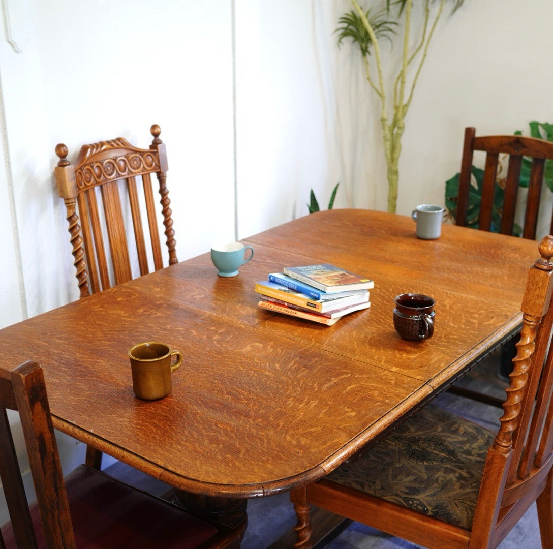 CELERITY パイナップルレッグ ドローリーフテーブル 伸長式ダイニングテーブル 英国アンティーク