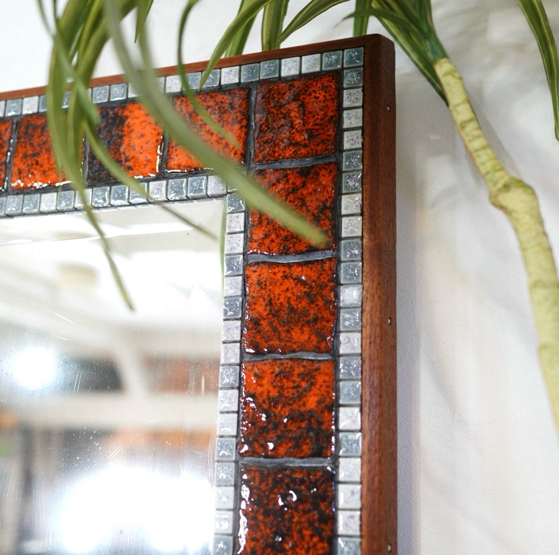 ヴィンテージ タイルミラー 北欧 鏡