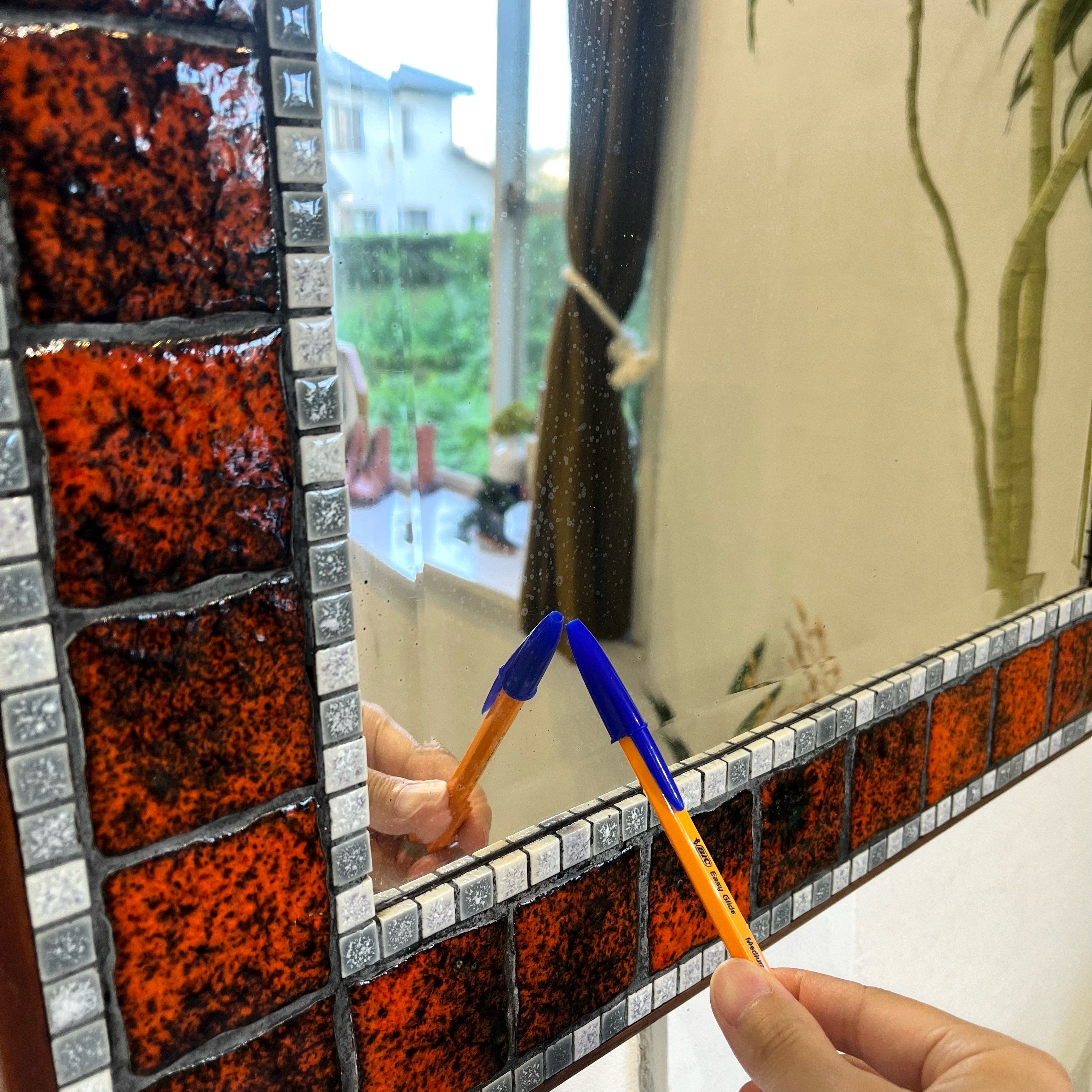 ヴィンテージ タイルミラー 北欧 鏡