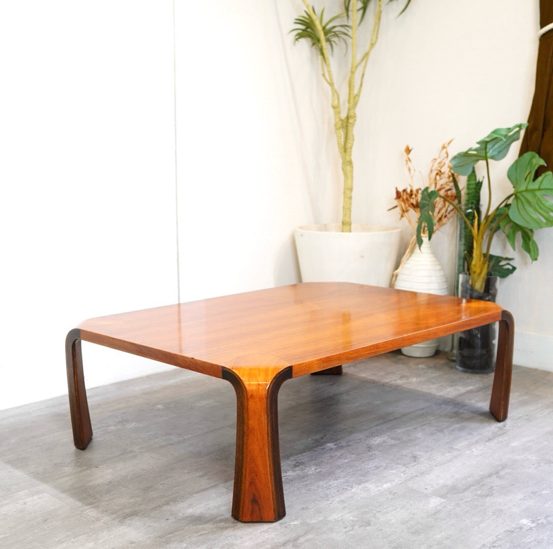 天童木工 / Tendo 座卓 プライウッド ローズウッド 乾三郎 ローテーブル ヴィンテージ