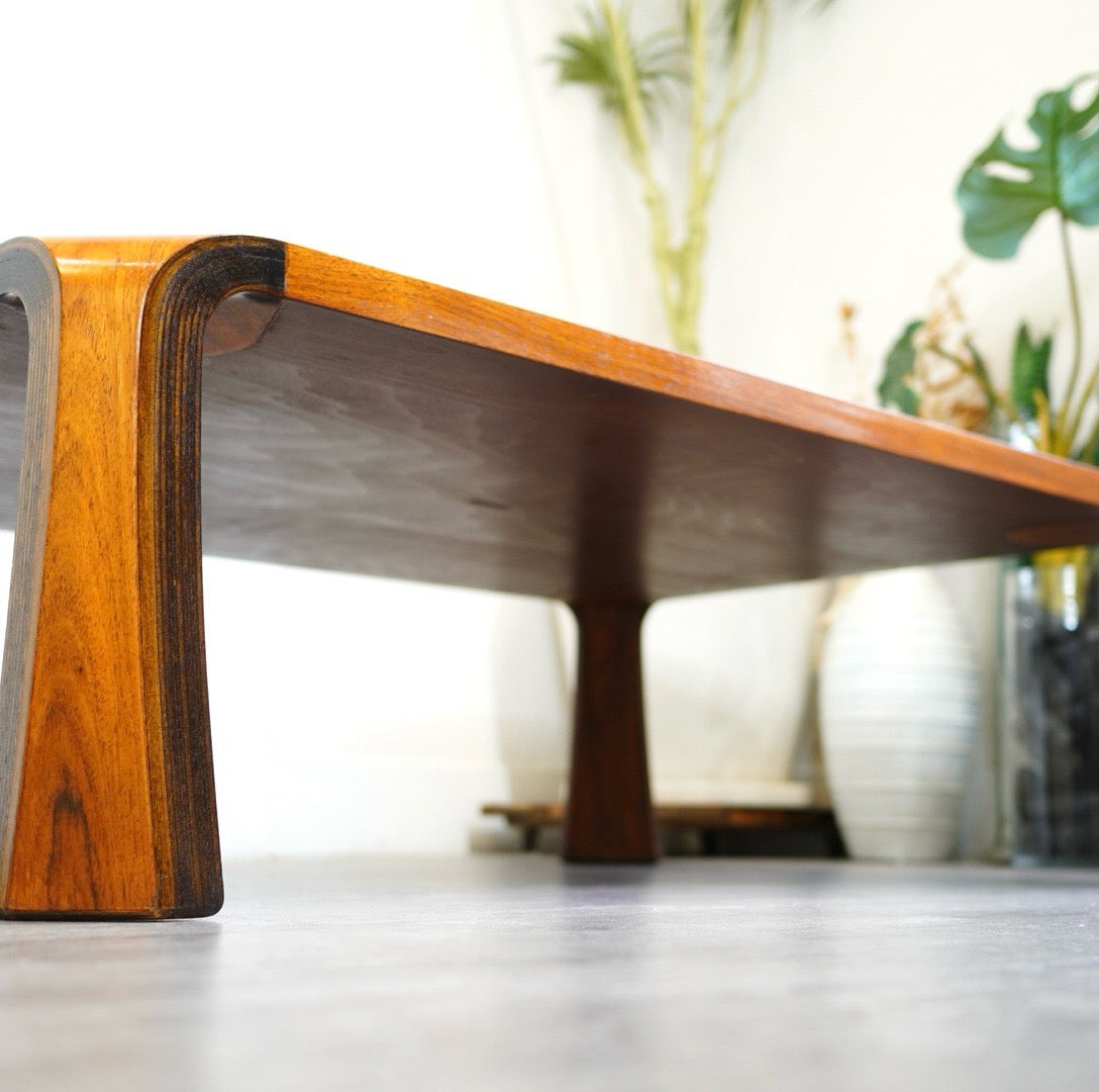 天童木工 / Tendo 座卓 プライウッド ローズウッド 乾三郎 ローテーブル ヴィンテージ