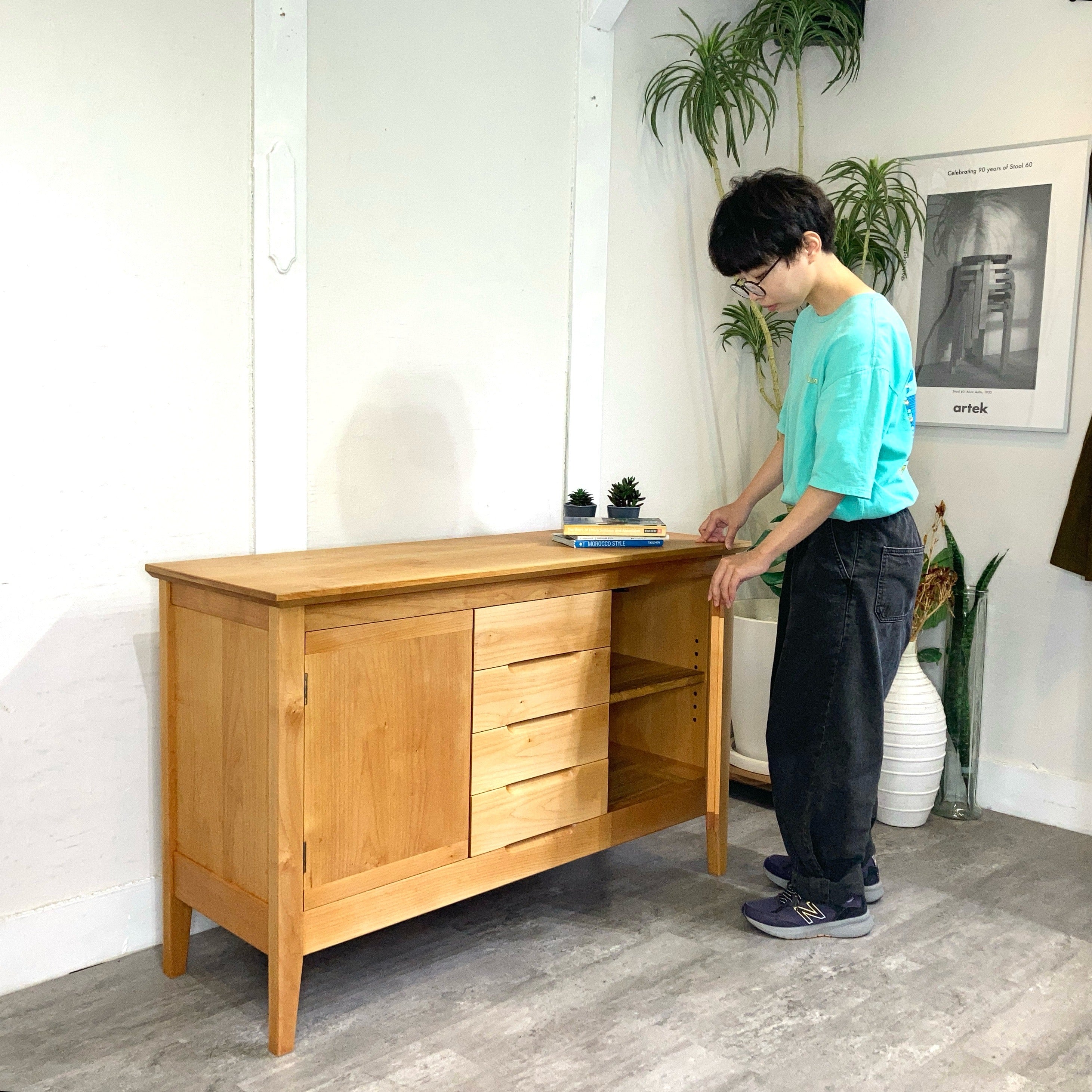 生活アート工房 サイドボード キャビネット メープル無垢材