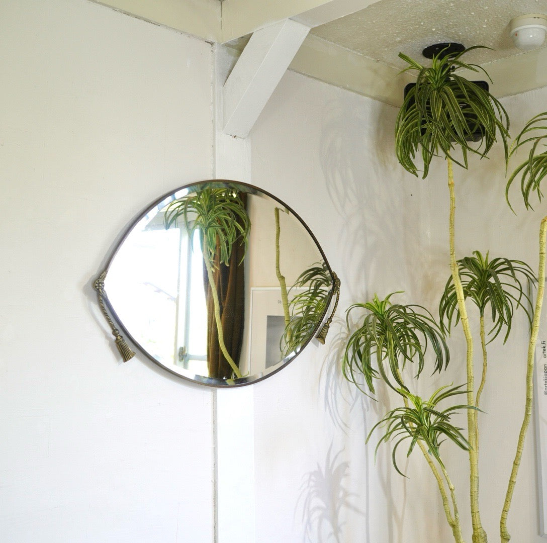 アンティーク ウォールミラー 鏡 タッセル 楕円