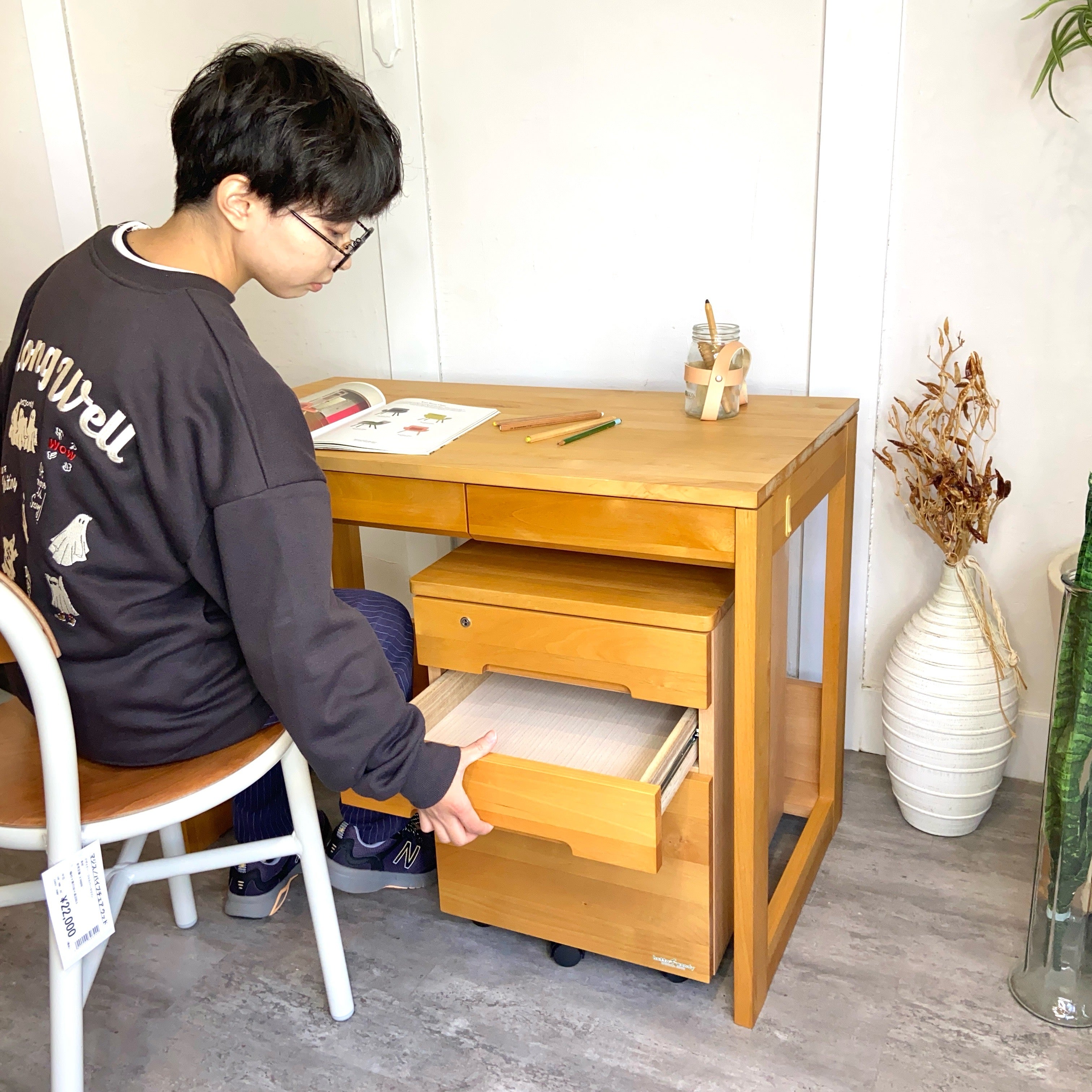 堀田木工 hotta woody カルロ / Carlo デスク ワゴン 2点セット 勉強机 学習机