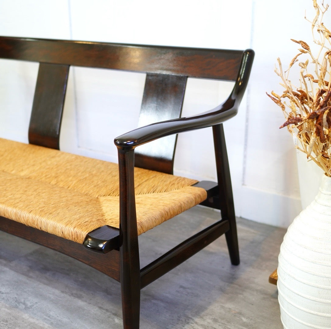 松本民芸家具 ラッシチェア #77型 曲肘椅子 3P ヴィンテージ