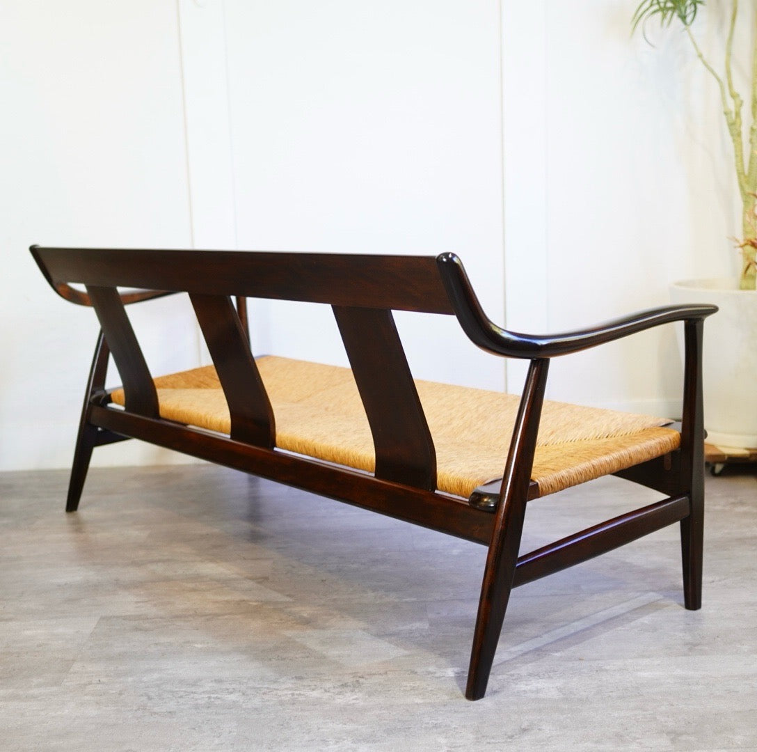 松本民芸家具 ラッシチェア #77型 曲肘椅子 3P ヴィンテージ