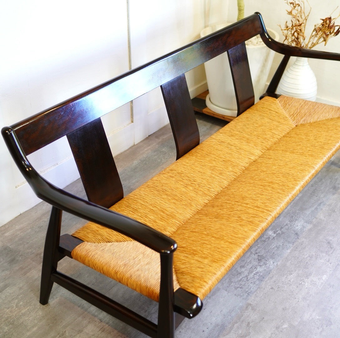 松本民芸家具 ラッシチェア #77型 曲肘椅子 3P ヴィンテージ