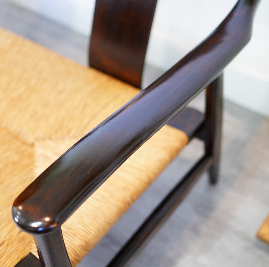 松本民芸家具 ラッシチェア #77型 曲肘椅子 3P ヴィンテージ