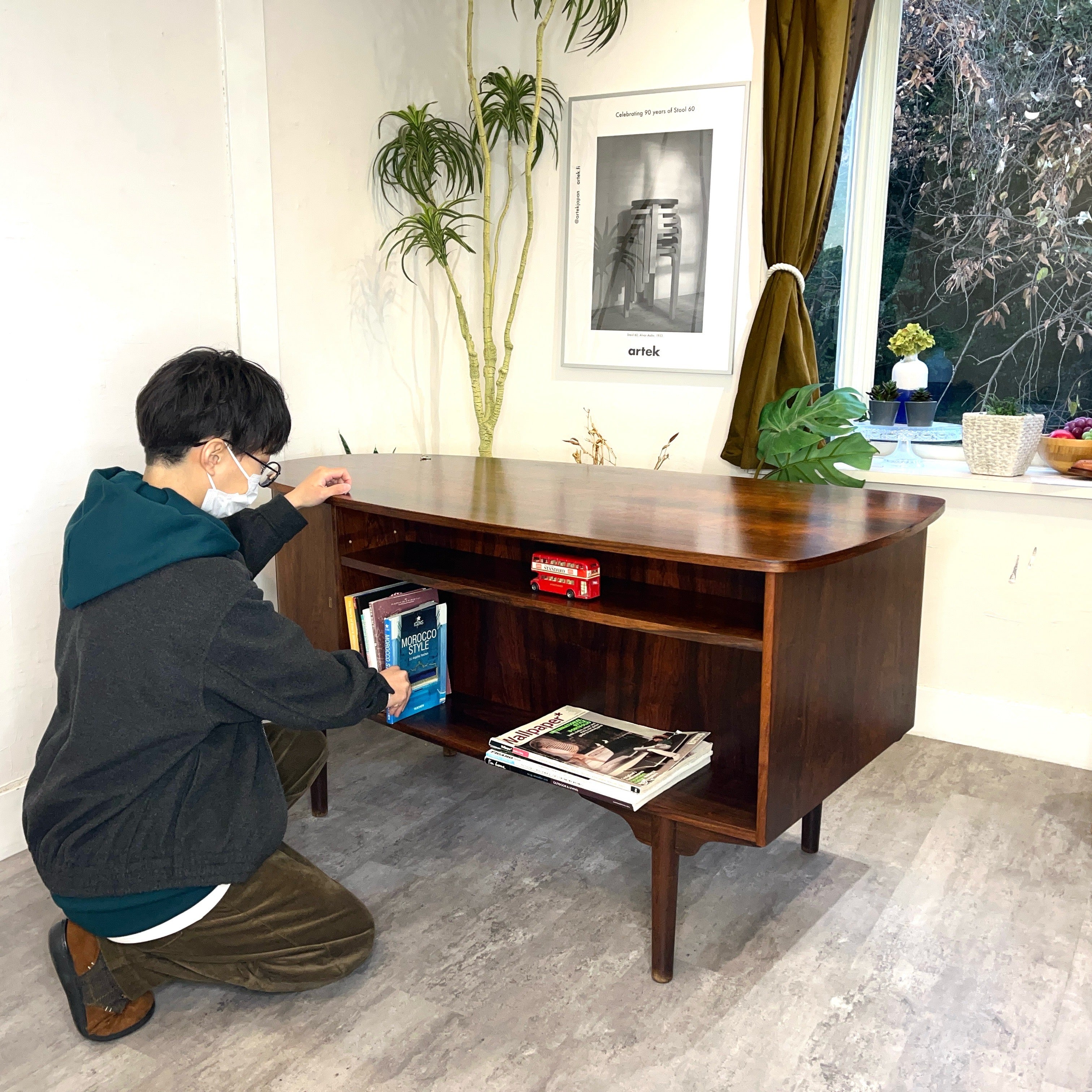 キドニーデスク 両袖デスク ローズウッド 北欧デンマーク ヴィンテージ