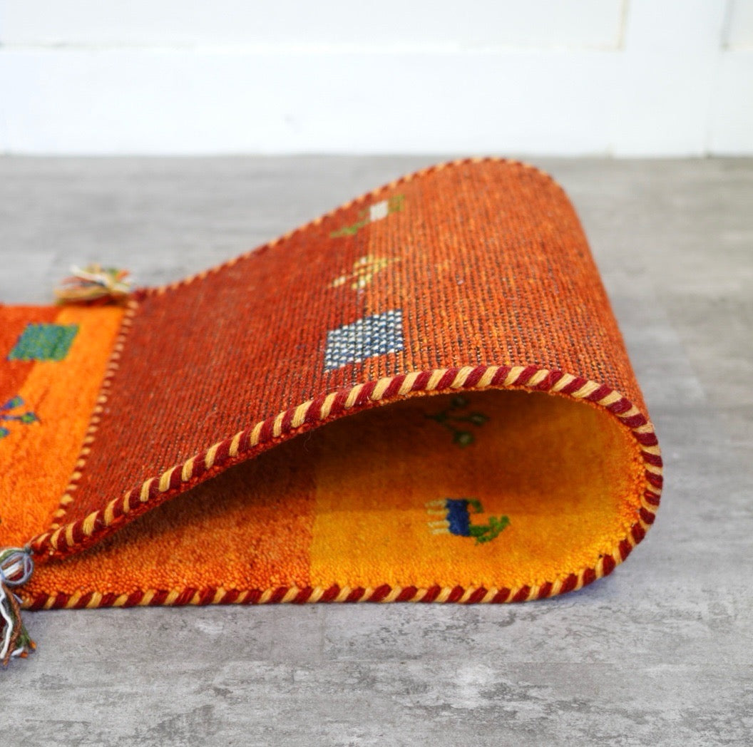 ギャッベ 120×40 オレンジ ラグ マット
