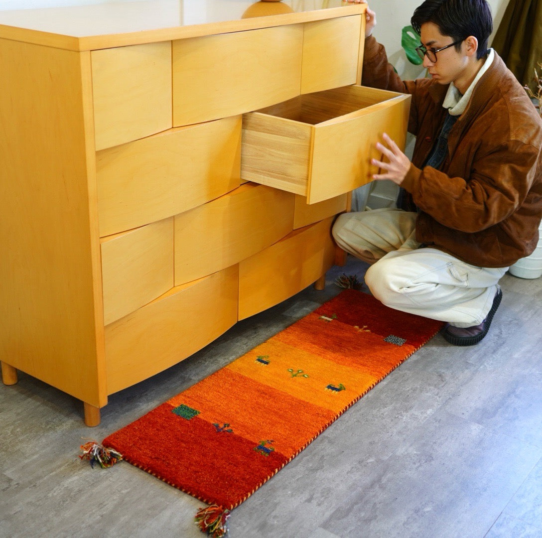 ギャッベ 120×40 オレンジ ラグ マット