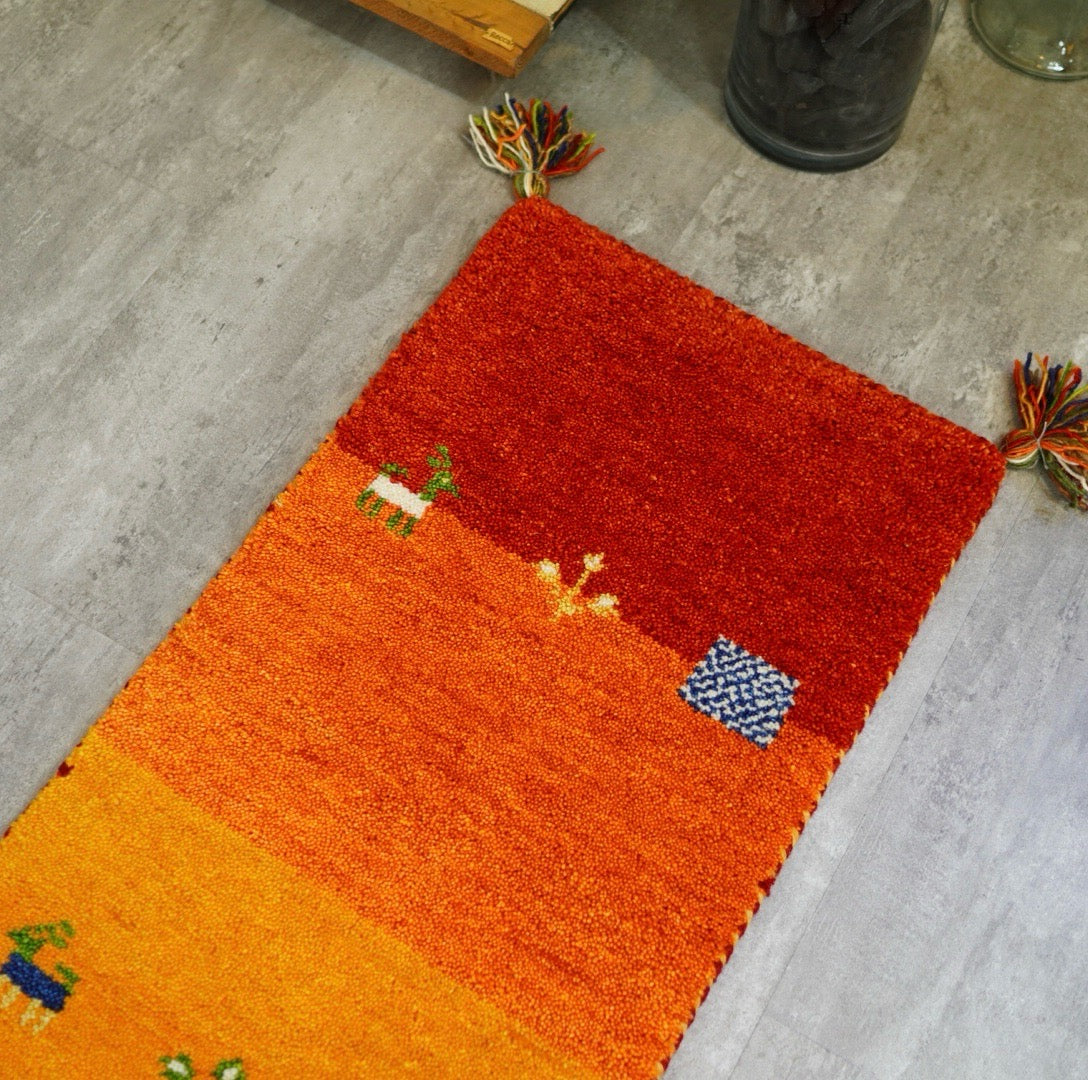 ギャッベ 120×40 オレンジ ラグ マット