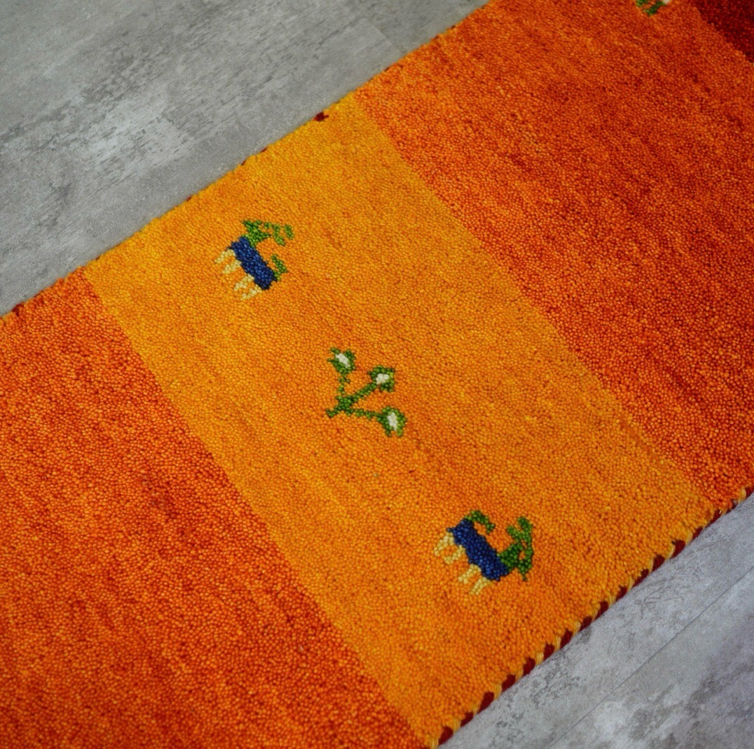ギャッベ 120×40 オレンジ ラグ マット