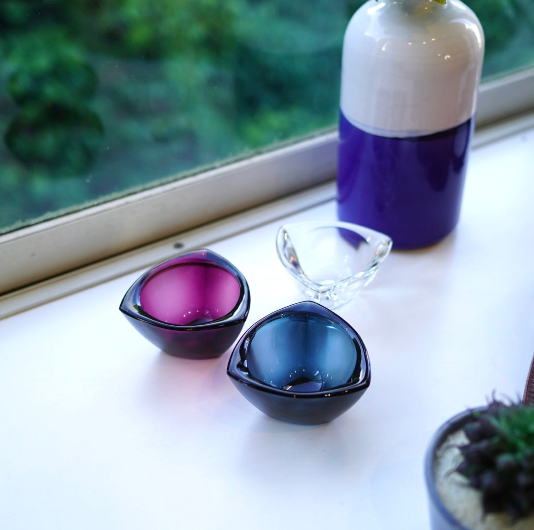 ヌータヤルヴィ / Nuutajarvi  カイ・フランク / Kaj Franck  ガラスボウル 三角トレイ 3点セット【6】 北欧ヴィンテージ