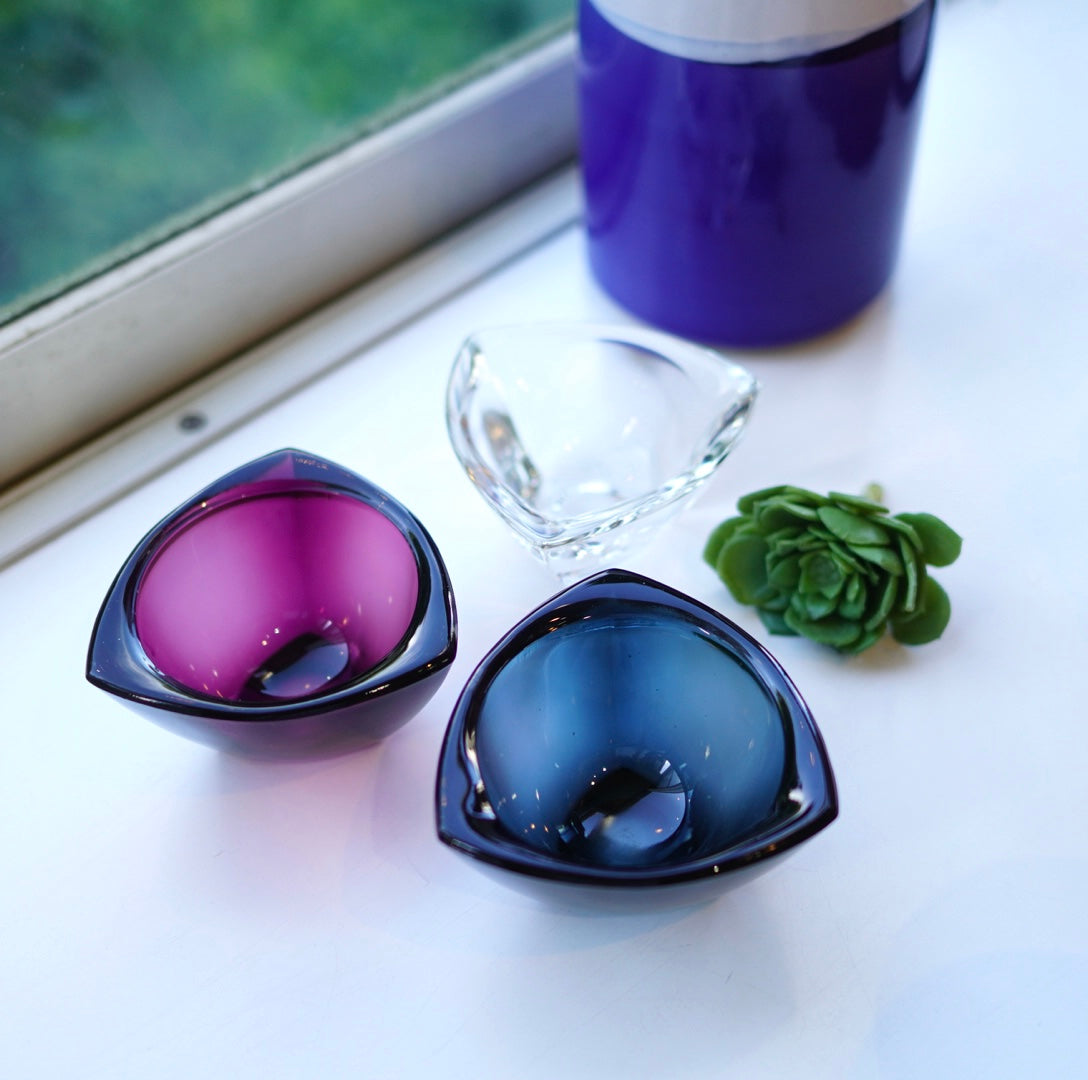 ヌータヤルヴィ / Nuutajarvi  カイ・フランク / Kaj Franck  ガラスボウル 三角トレイ 3点セット【6】 北欧ヴィンテージ