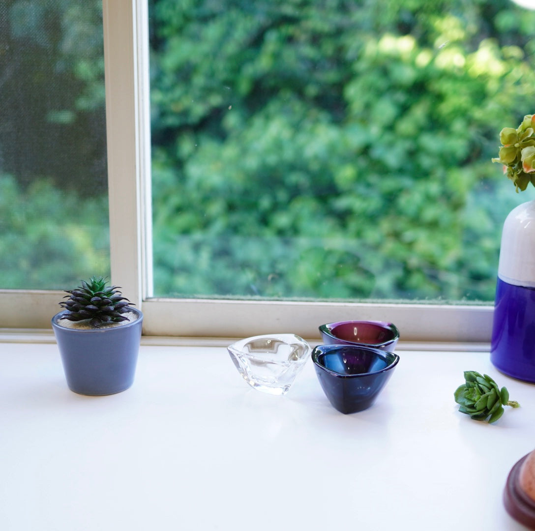 ヌータヤルヴィ / Nuutajarvi  カイ・フランク / Kaj Franck  ガラスボウル 三角トレイ 3点セット【6】 北欧ヴィンテージ