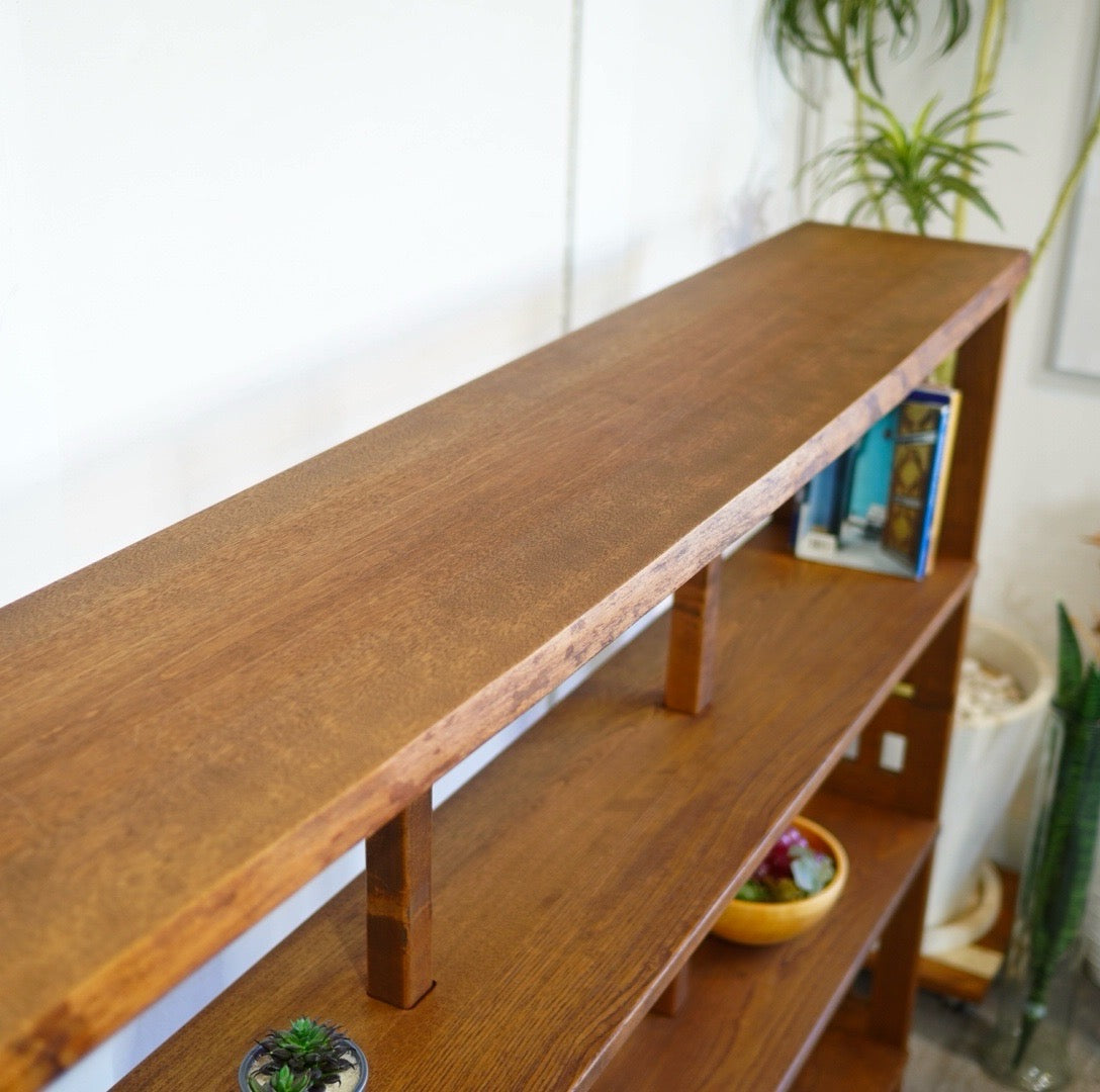 ナラ無垢材 楔式本棚 シェルフ キャビネット