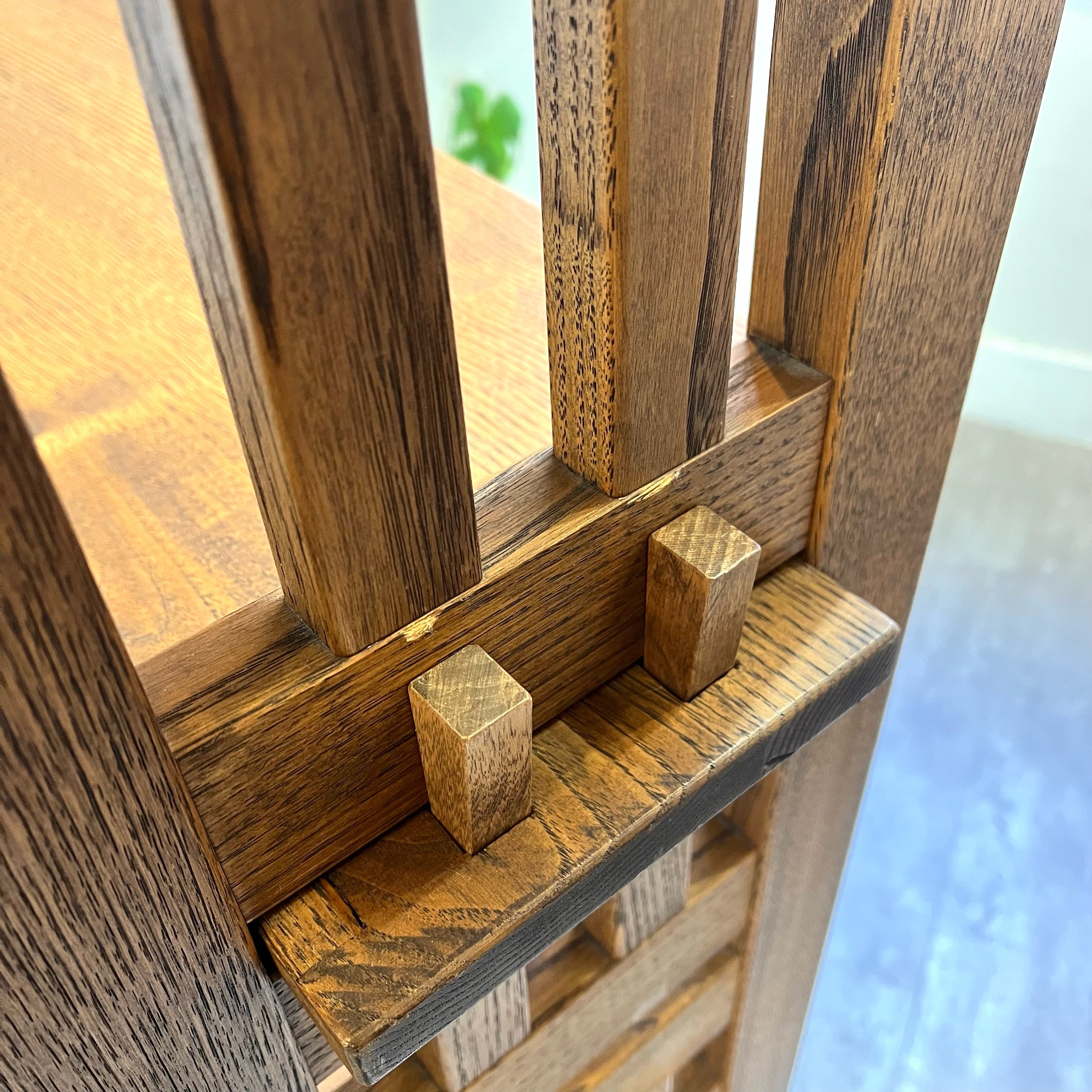 ナラ無垢材 楔式本棚 シェルフ キャビネット