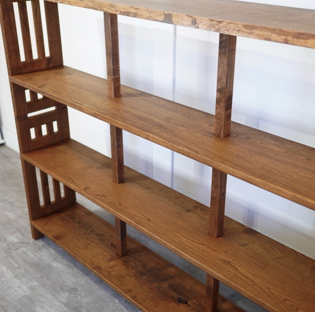 ナラ無垢材 楔式本棚 シェルフ キャビネット