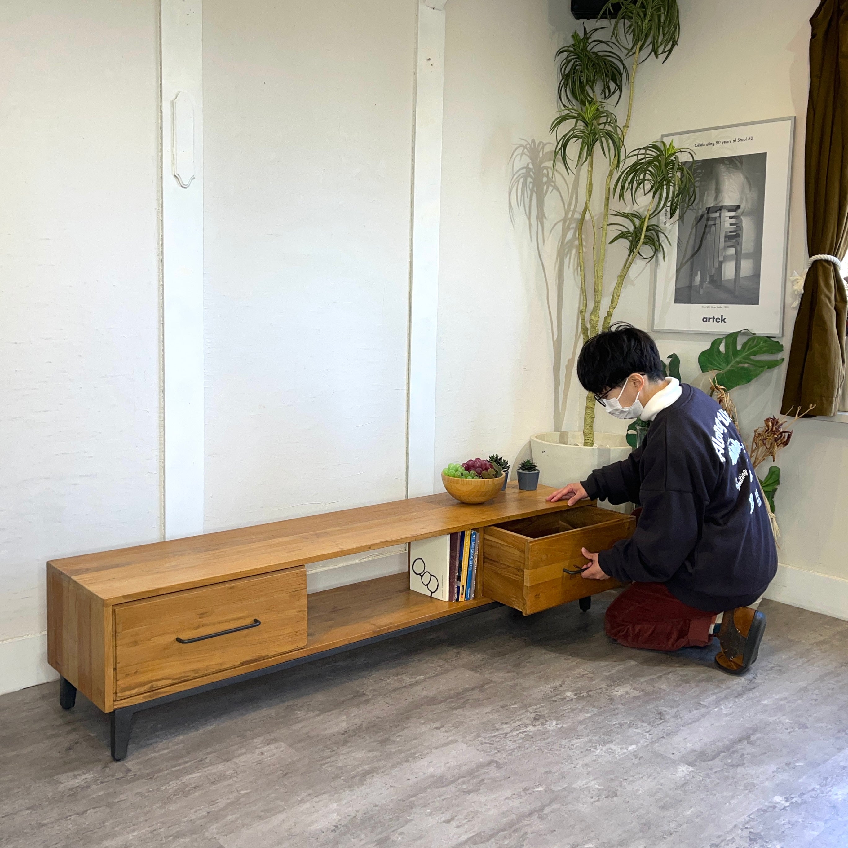 オールドチーク×アイアン インダストリアル テレビボード ローボード