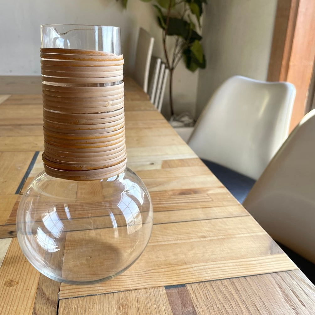 ヌータヤルヴィ / Nuutajarvi カイ・フランク / Kaj Franck ジュースピッチャー 1621 クリア 籐 北欧ヴィンテージ