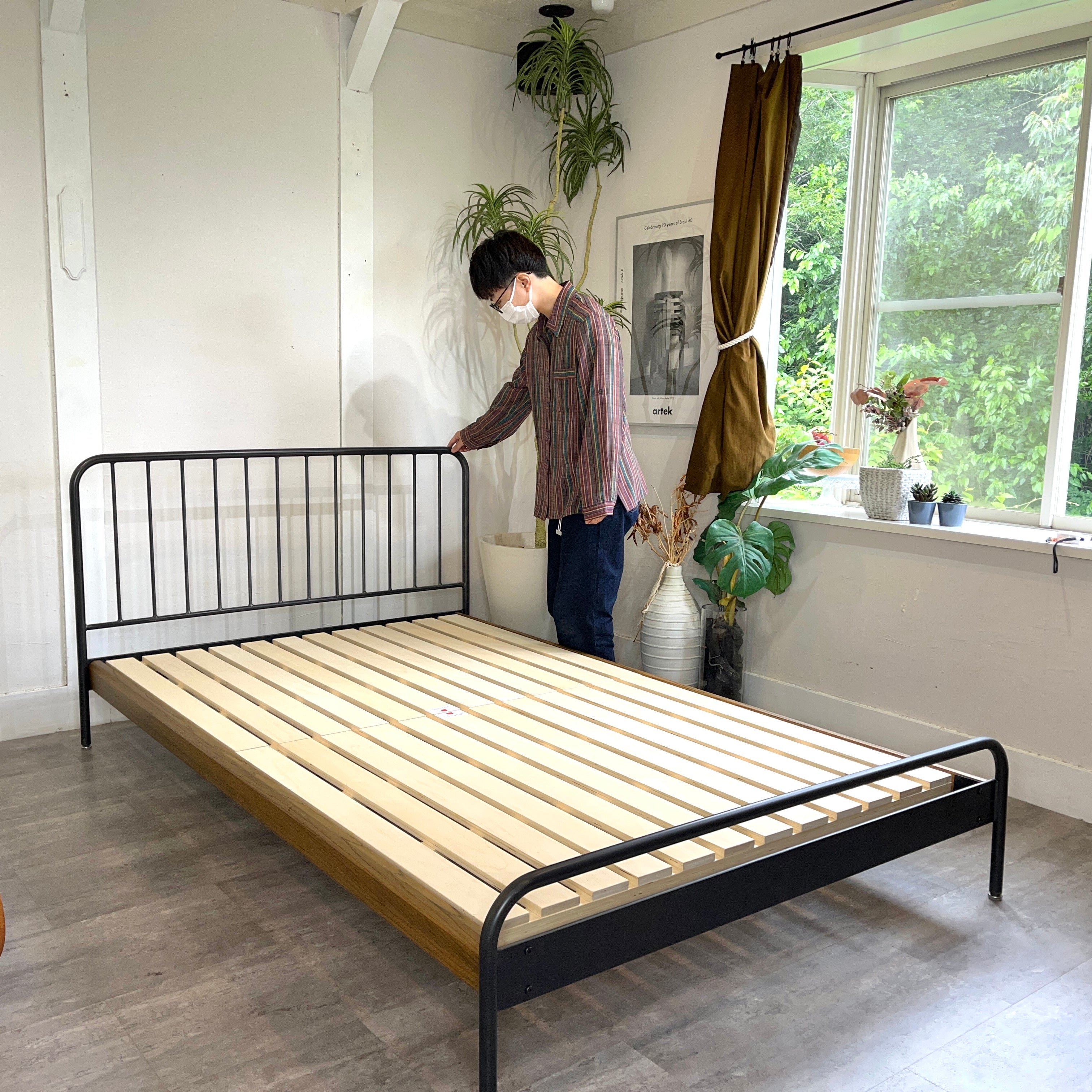ジャーナルスタンダードファニチャー/JOURNAL STANDARD FURNITURE サンクベッド/SENS BED セミダブル アイアンフレーム オーク材