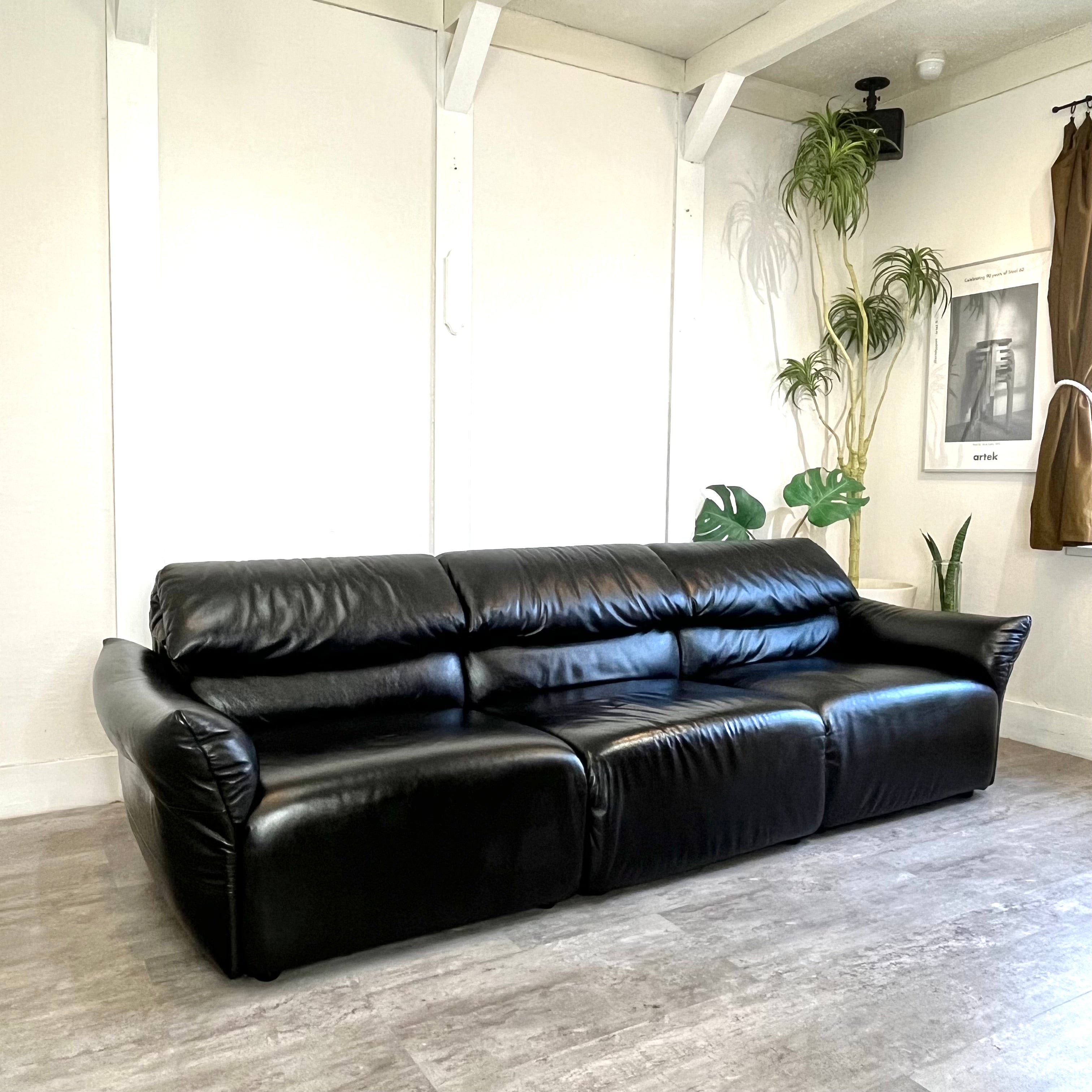 フクラ / HUKLA リストン コンビネーション ソファ 3人掛け 本革 セパレート