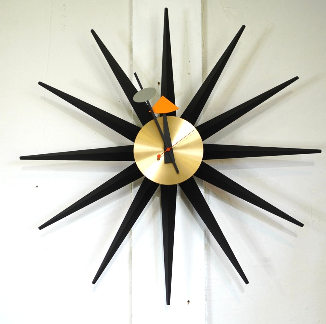 ヴィトラ / Vitra サンバースト / Sunburst Clock ブラック ジョージネルソン 掛け時計