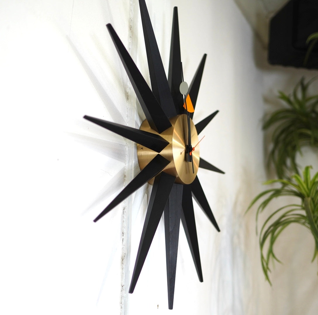 ヴィトラ / Vitra サンバースト / Sunburst Clock ブラック ジョージネルソン 掛け時計