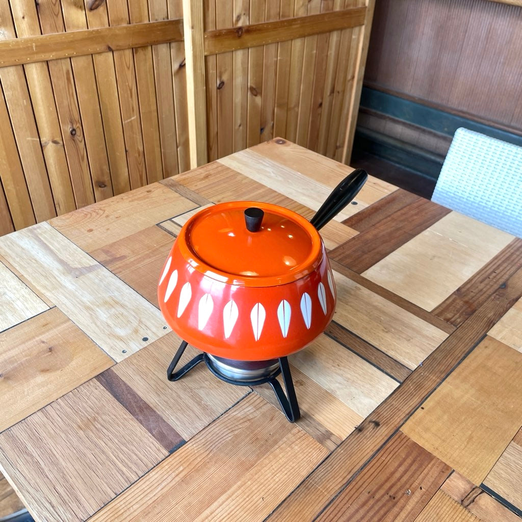 キャサリンホルム / Cathrineholm ロータス / Lotusシリーズ チーズフォンデュパン(鍋)&ウォーマーセット 片手鍋 ヴィンテージ