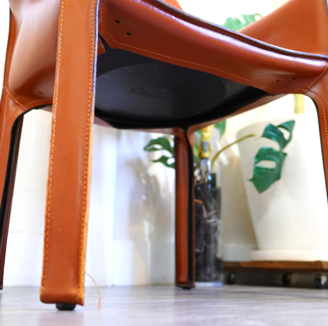 カッシーナ / Cassina キャブ / CAB アームチェア 413  赤茶 マリオ・ベリーニ