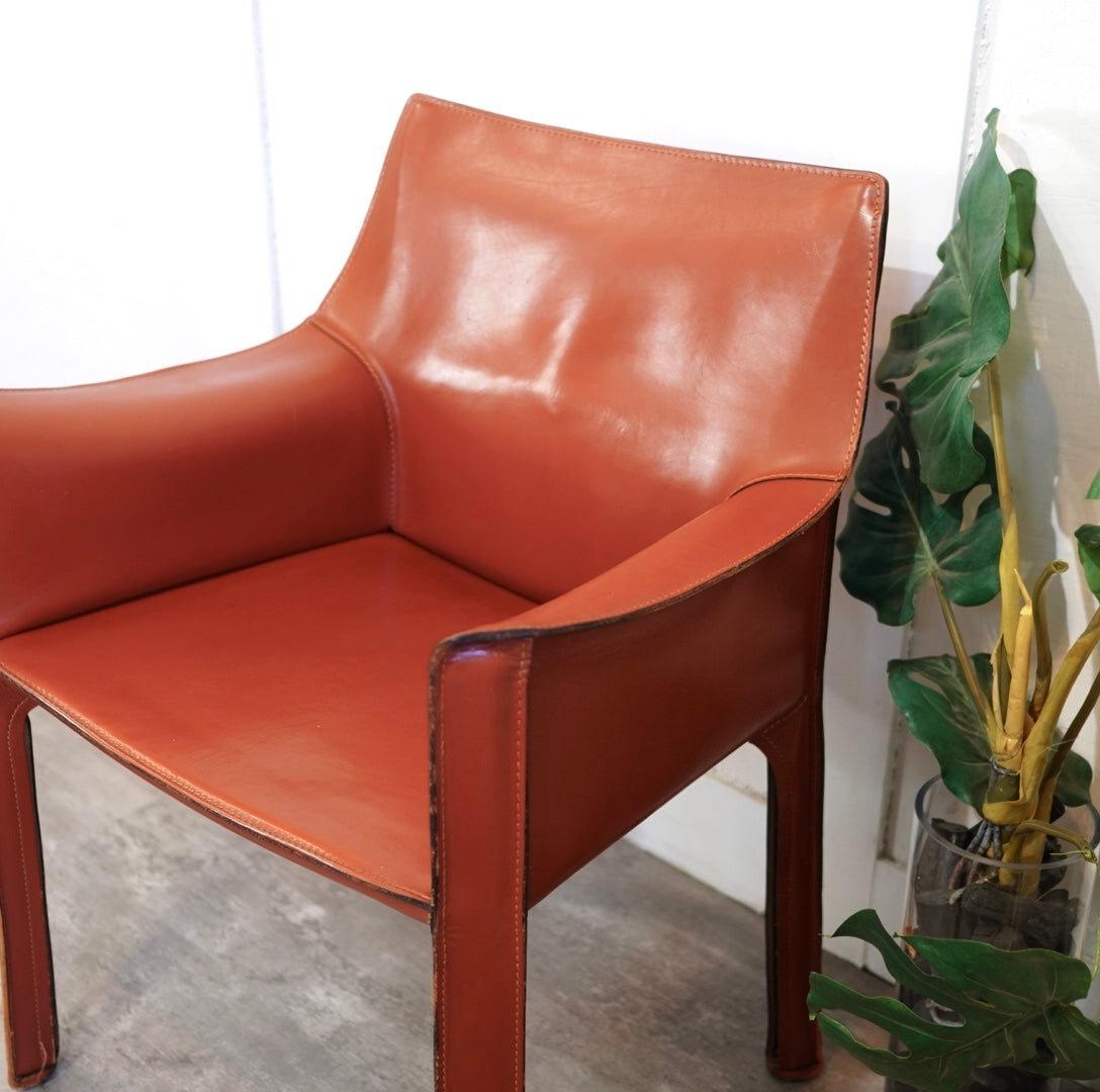 カッシーナ / Cassina キャブ / CAB アームチェア 413  赤茶 マリオ・ベリーニ