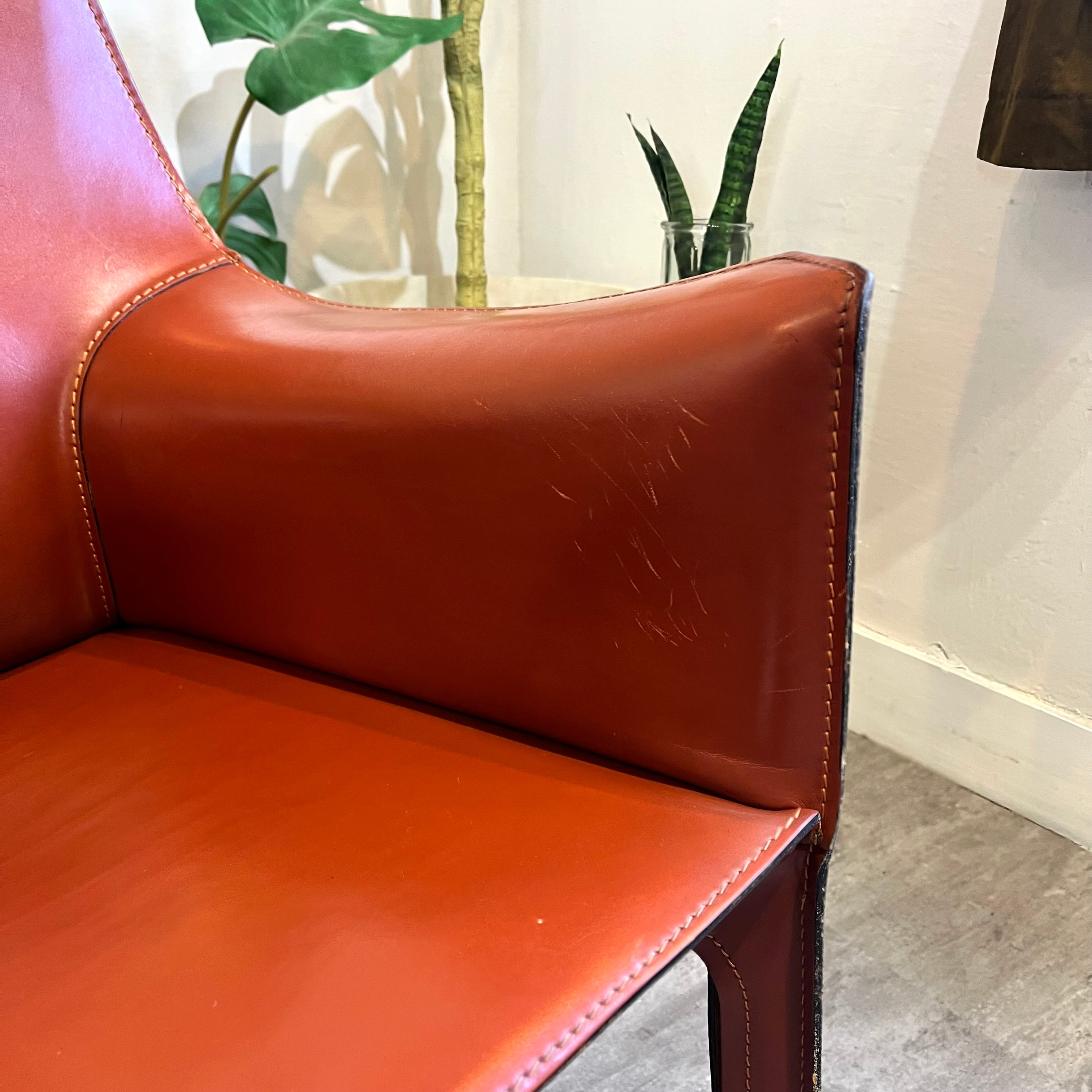 カッシーナ / Cassina キャブ / CAB アームチェア 413  赤茶 マリオ・ベリーニ
