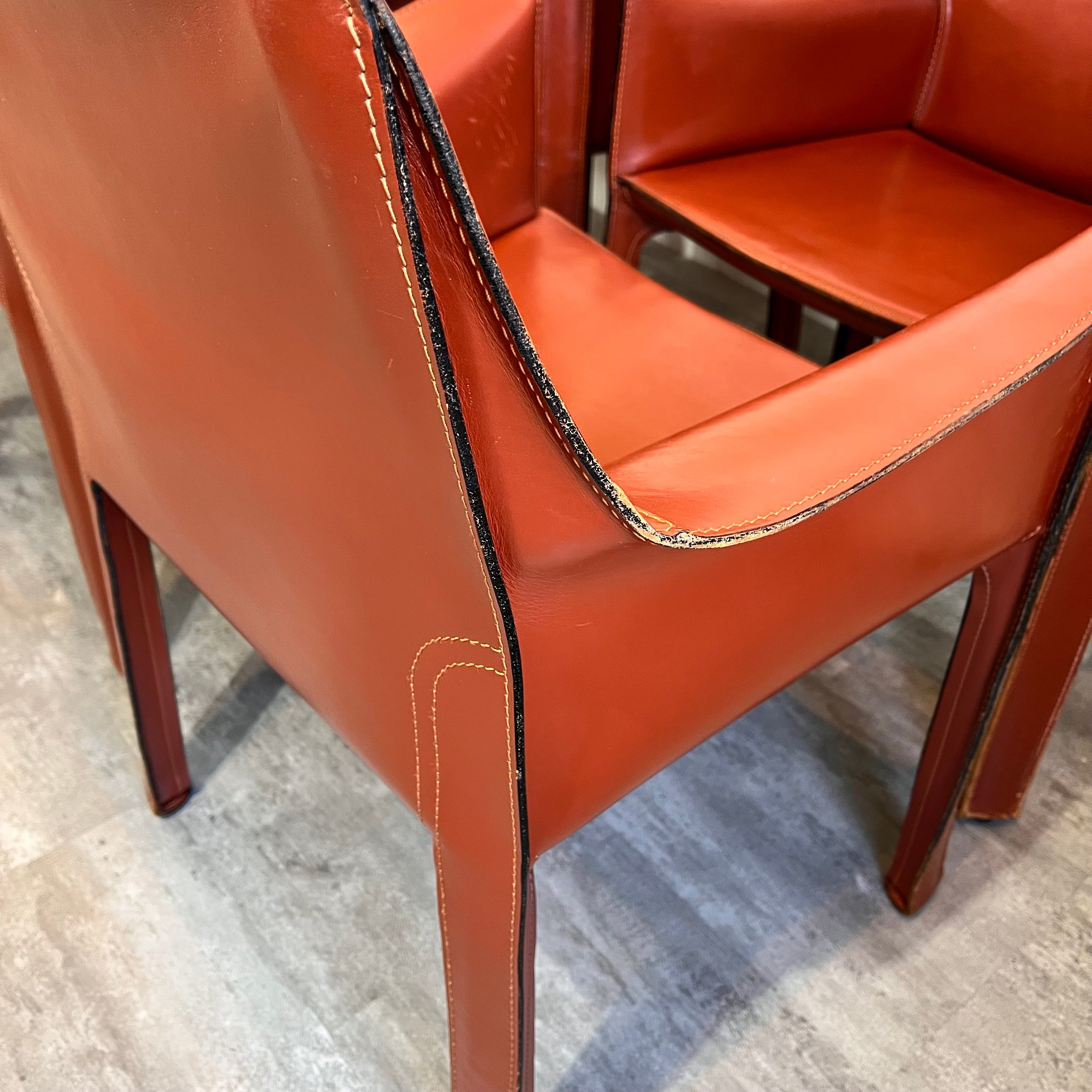 カッシーナ / Cassina キャブ / CAB アームチェア 413  赤茶 マリオ・ベリーニ