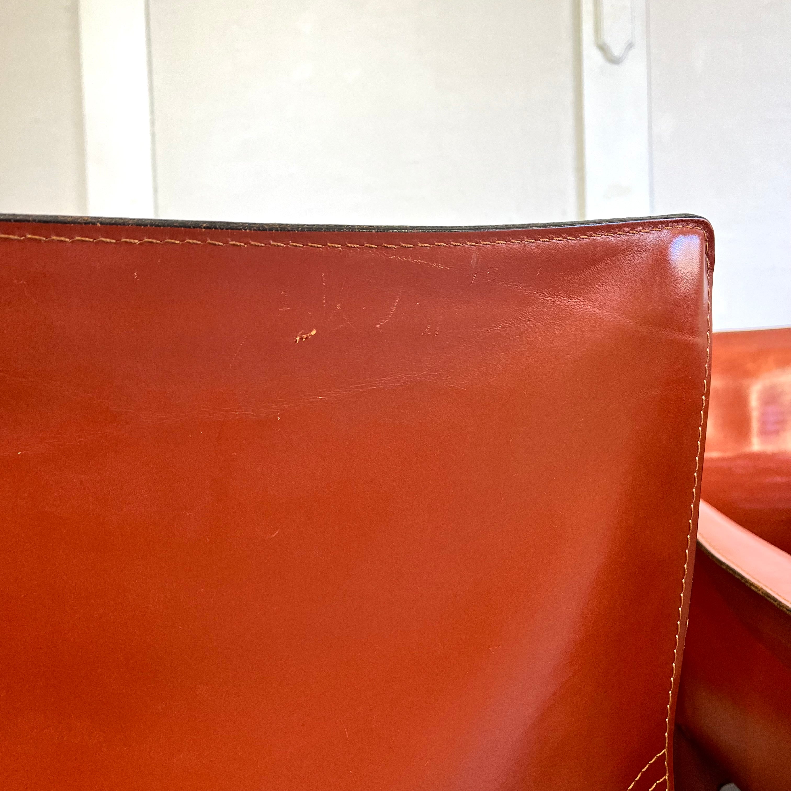 カッシーナ / Cassina キャブ / CAB アームチェア 413  赤茶 マリオ・ベリーニ