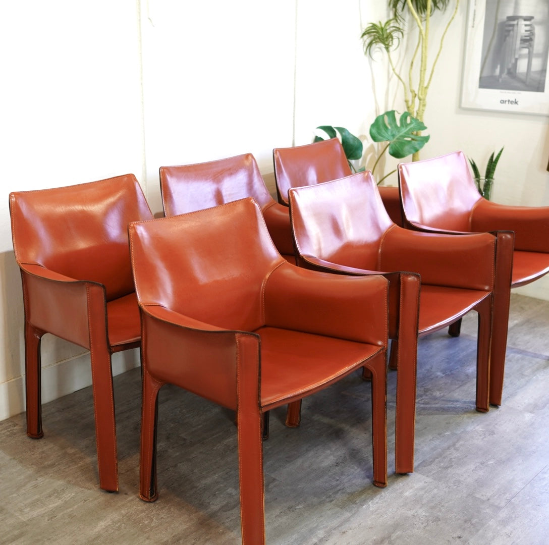 カッシーナ / Cassina キャブ / CAB アームチェア 413  赤茶 マリオ・ベリーニ