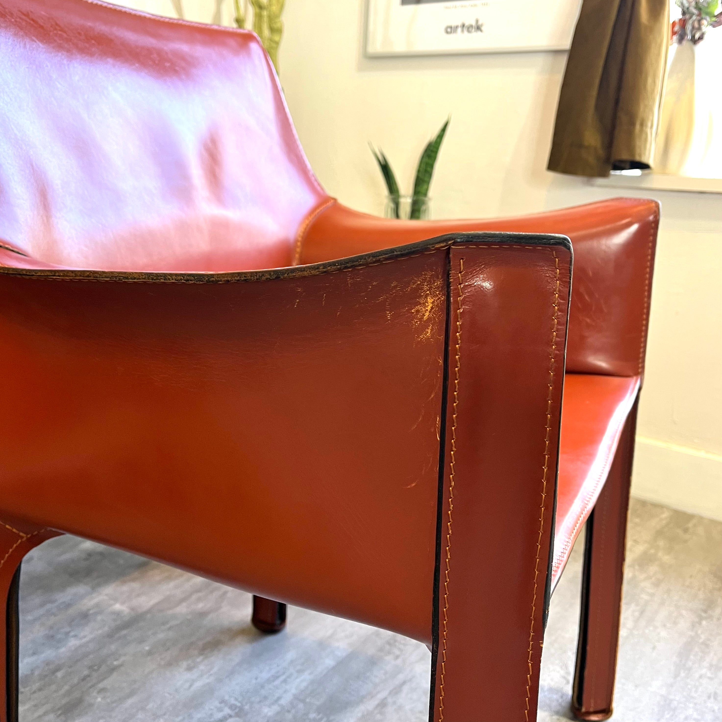 カッシーナ / Cassina キャブ / CAB アームチェア 413  赤茶 マリオ・ベリーニ