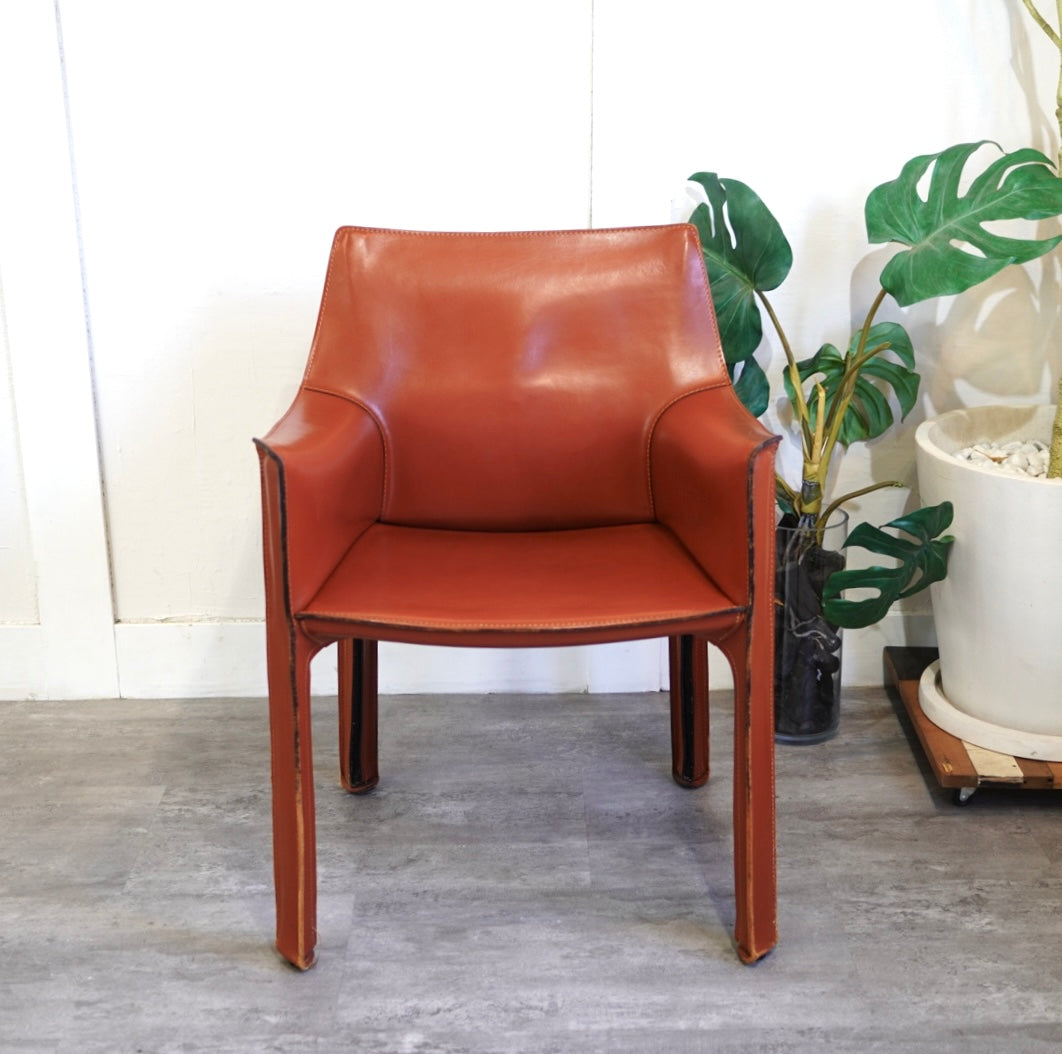 カッシーナ / Cassina キャブ / CAB アームチェア 413  赤茶 マリオ・ベリーニ