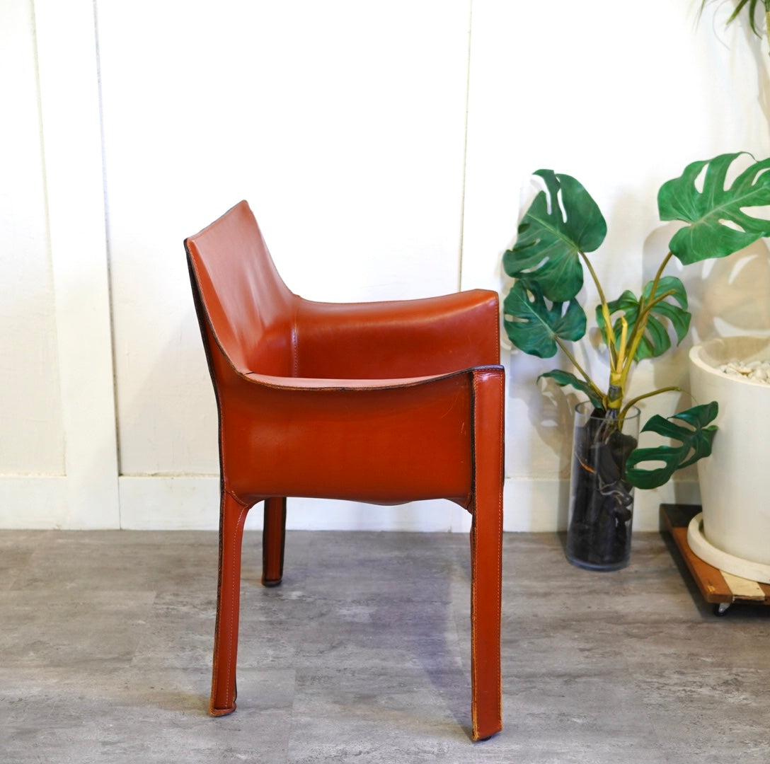 カッシーナ / Cassina キャブ / CAB アームチェア 413  赤茶 マリオ・ベリーニ