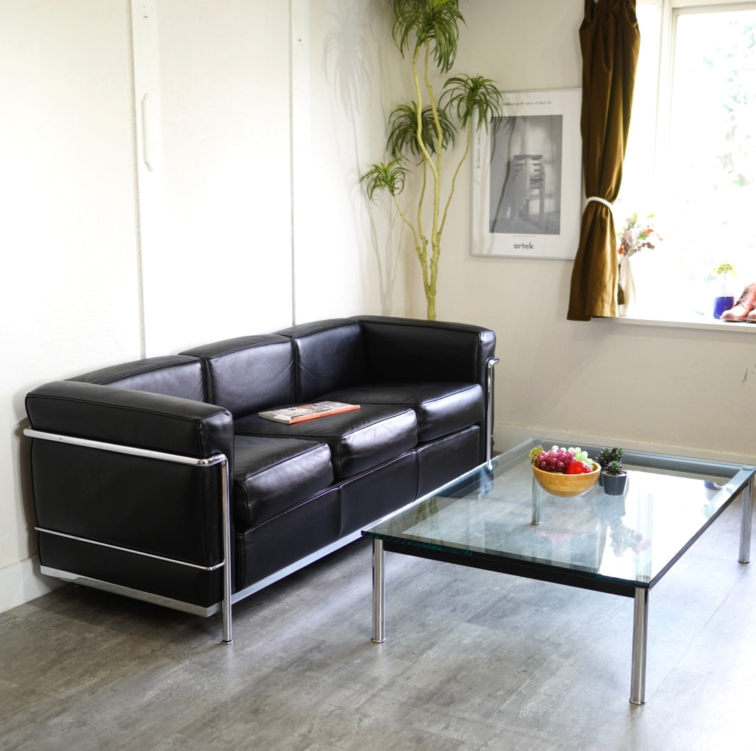 カッシーナ / Cassina LC2 3人掛けソファ ブラック ル・コルビュジェ 本革