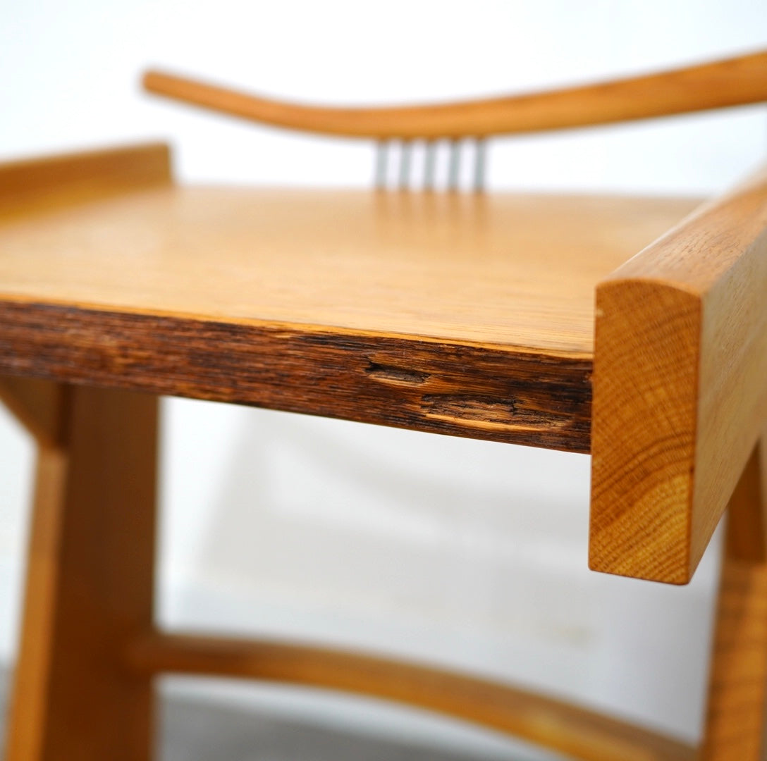 ナラ無垢材 サイドテーブル キャスター付き