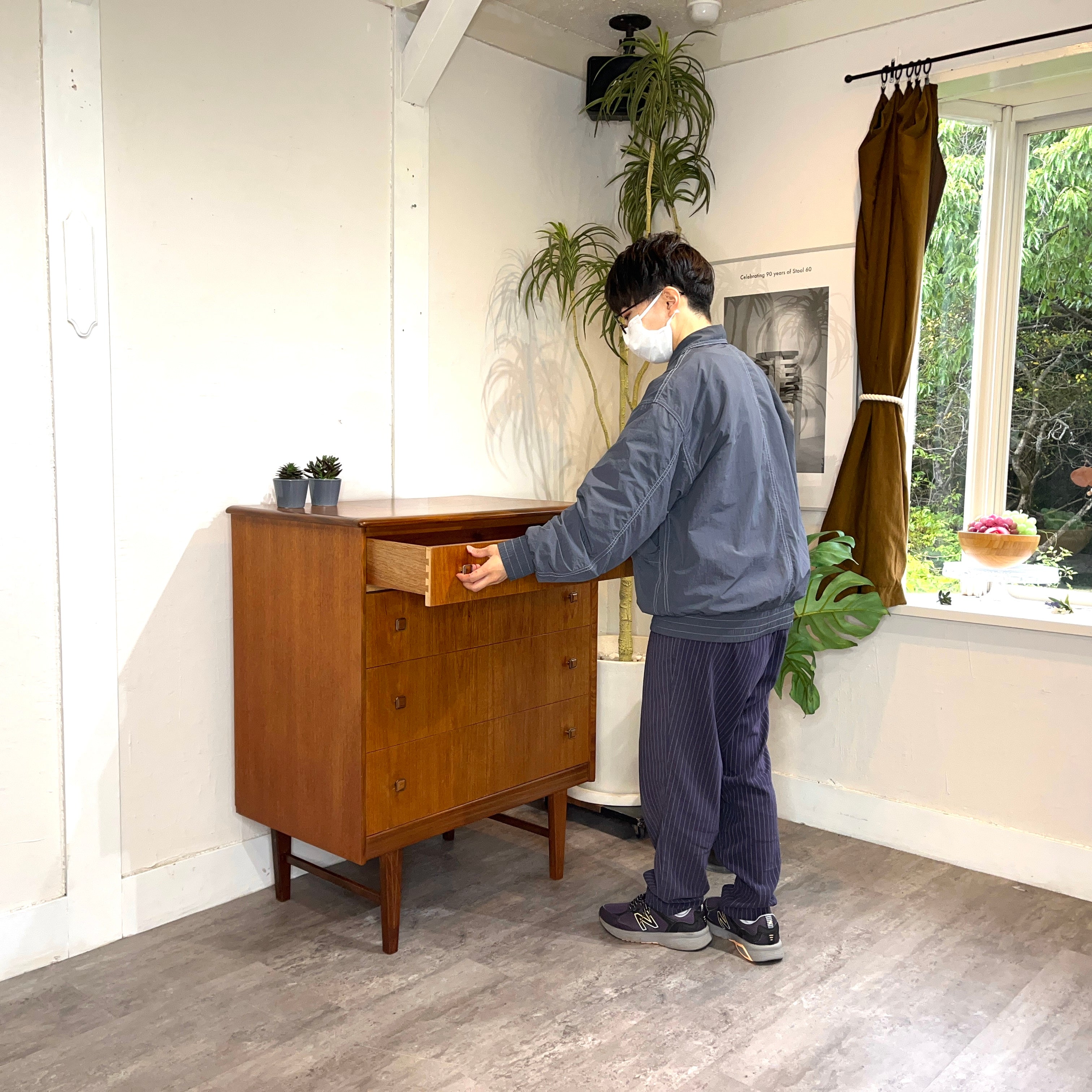 ホームウォージー / Homeworthy guaranteed Furiture チーク材 4段 チェスト イギリス ヴィンテージ