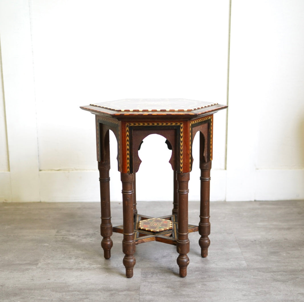 スペイン グラナダ 寄木細工 六角形 サイドテーブル