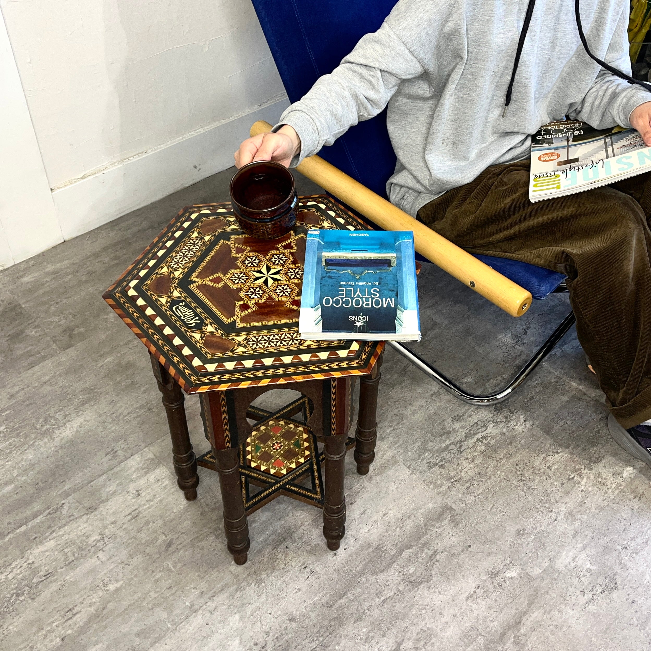 スペイン グラナダ 寄木細工 六角形 サイドテーブル