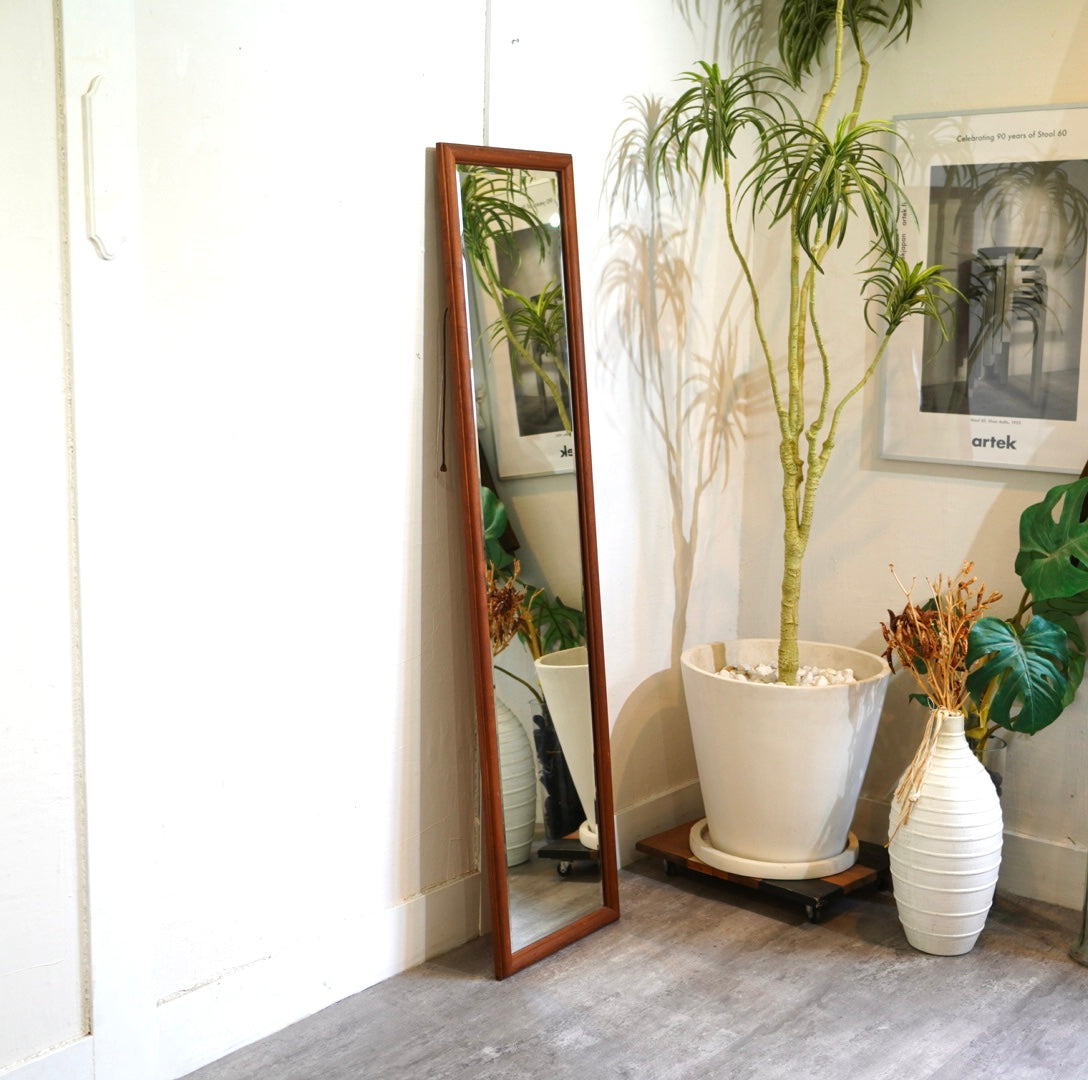 チークフレーム ヴィンテージミラー 鏡 姿見 150cm