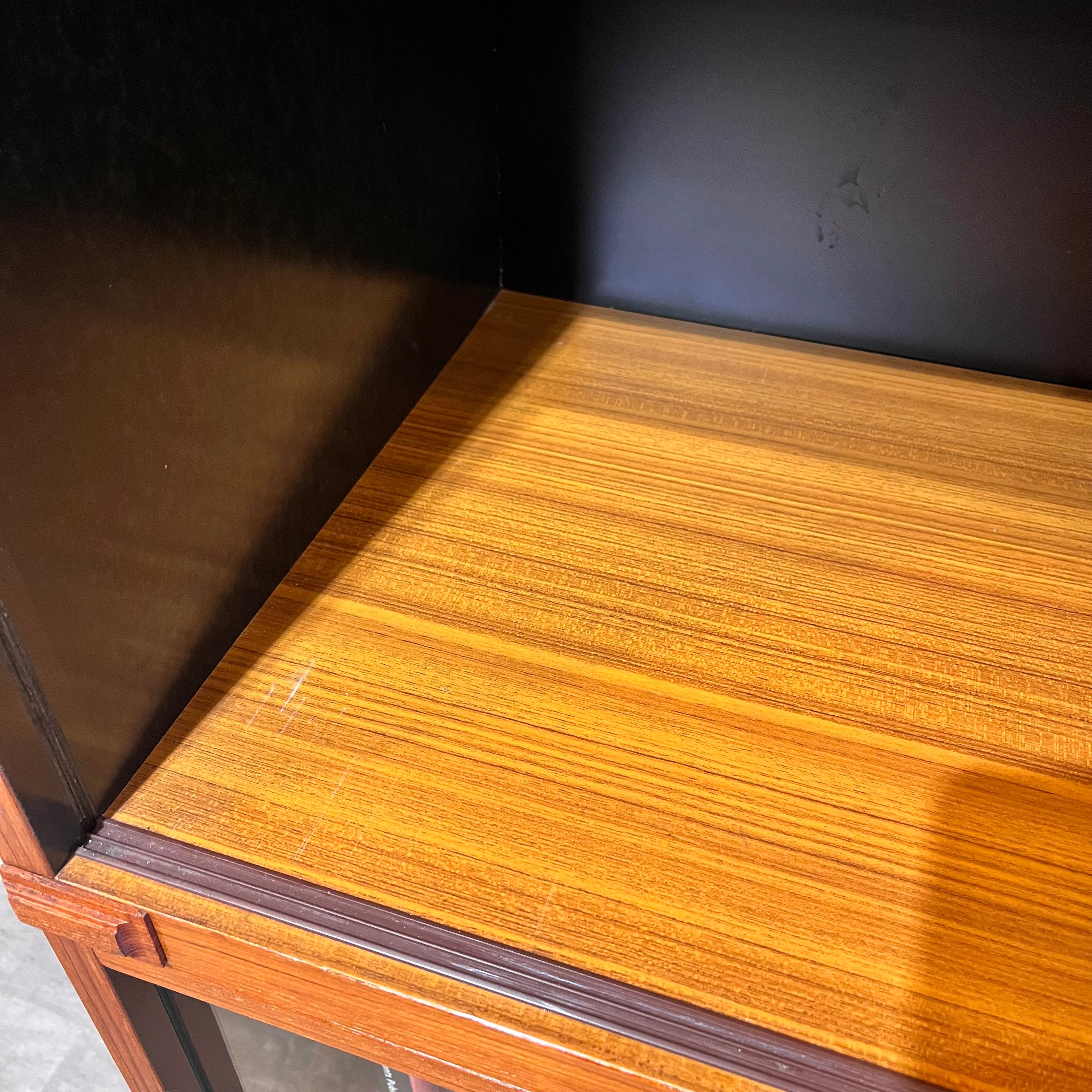 チーク材 ガラスショーケース 本棚 ジャパンヴィンテージ