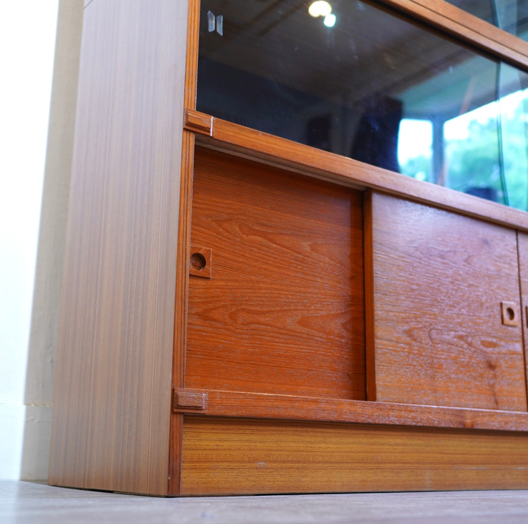 チーク材 ガラスショーケース 本棚 ジャパンヴィンテージ