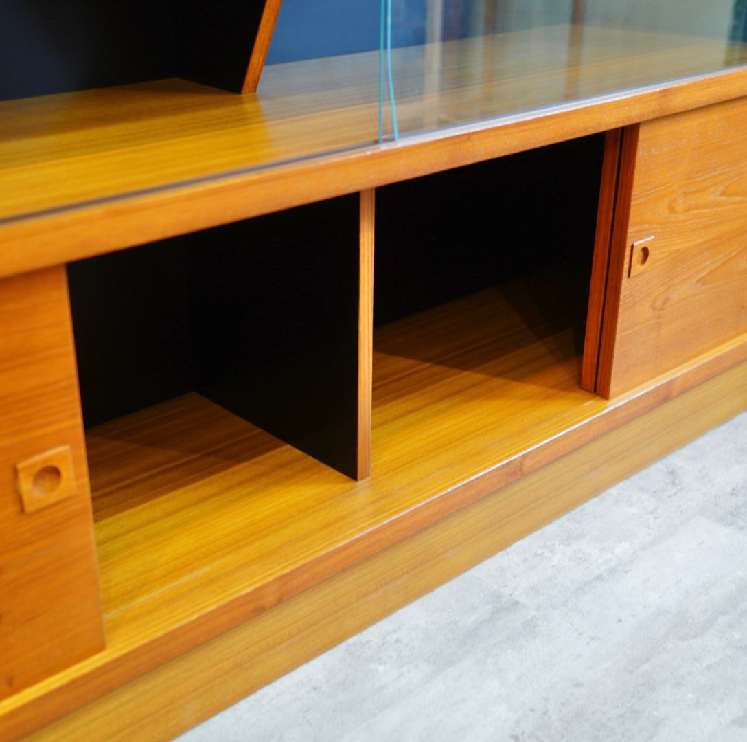 チーク材 ガラスショーケース 本棚 ジャパンヴィンテージ