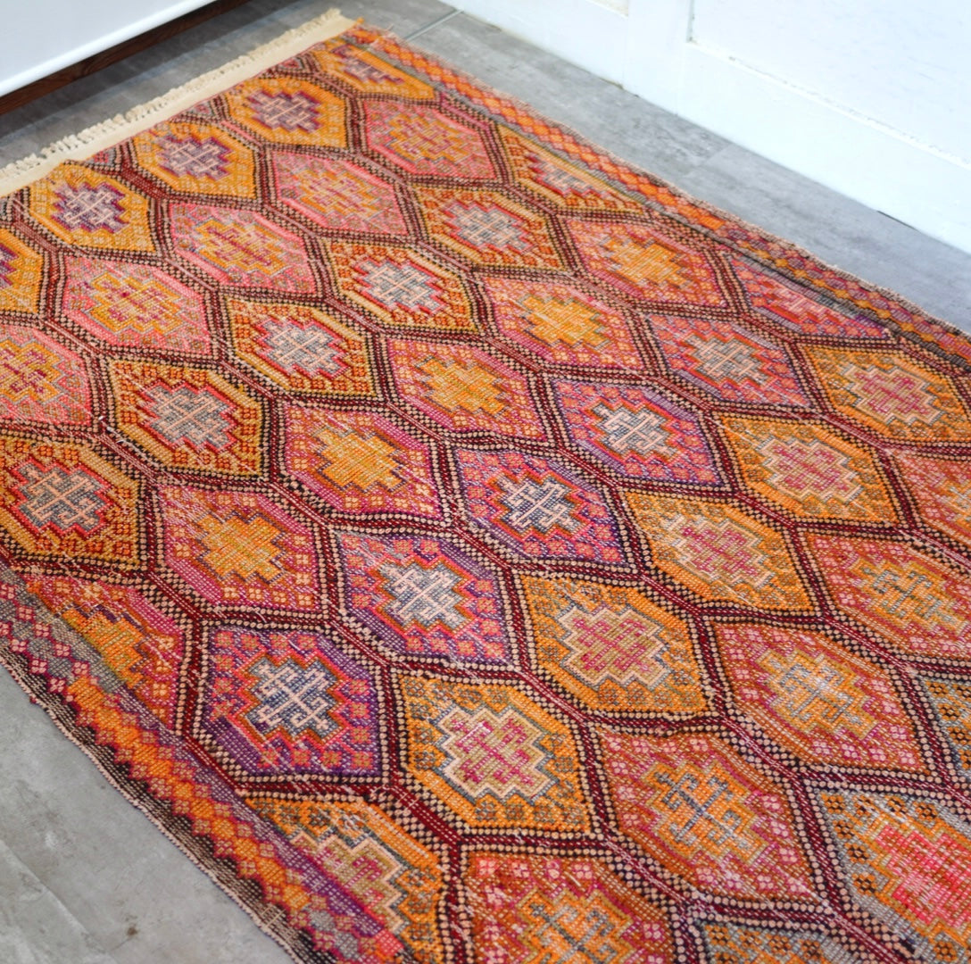 オールドキリム 124×306 ラグ 絨毯 ヴィンテージ